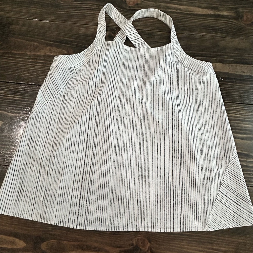 Athleta Black and White Striped Tank Top